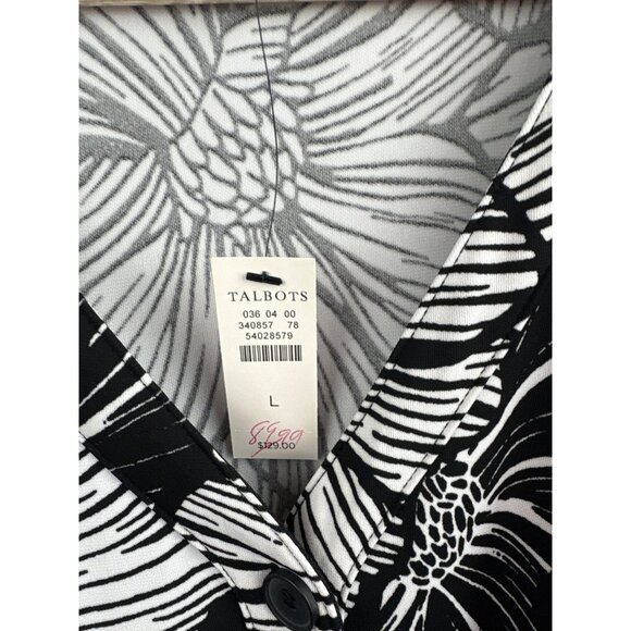 Talbots Black & White Floral Sleeveless Maxi Dress Size L - Picture 4 of 6